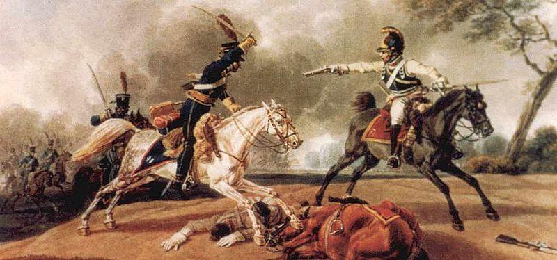 Wilhelm von Kobell Austrian cuirassiers fighting French hussars oil painting image